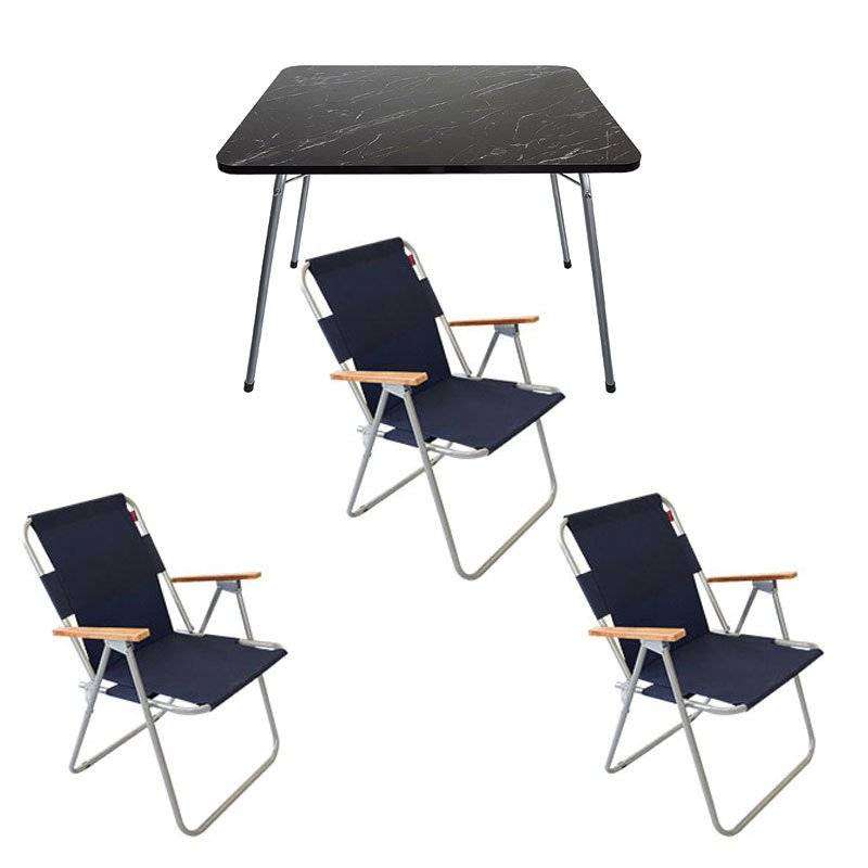 Katlanır Kamp Masa Sandalye Seti - 3 Sandalyeli